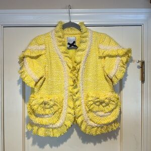 NWOT Edward Achour Yellow Tweed Jacket, Size FR 38 = M
